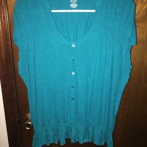 a.n.a. short sleeve top in blue